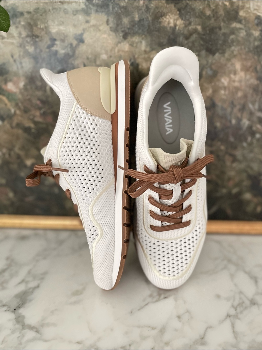 Vivaia Allday Mesh Sneakers Slip On White Buff Beige Size 8 (39) - Picture 5 of 11